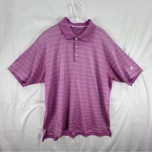 Adidas - Men's Golf Shirt - Polo Shirt - XL - Fuchsia - Magenta - Striped